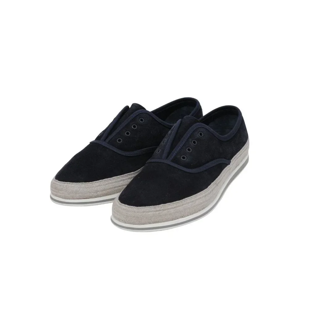 Prada Mens Espadrille Sneakers US8.5 UK7.5 Blue Grey Suede Slip On St Tropez - Picture 3 of 11